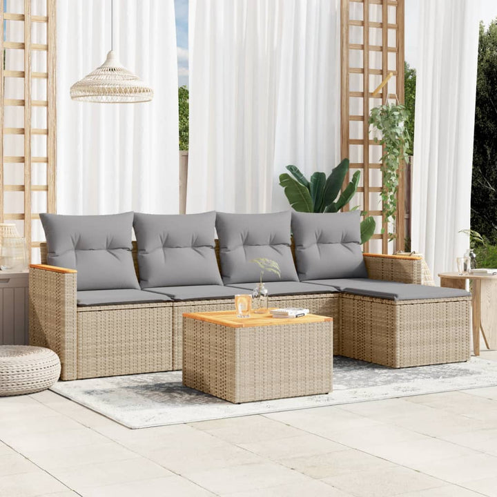 Set Mobilier Grădină Cu Perne, 6 Piese, , Poliratan
