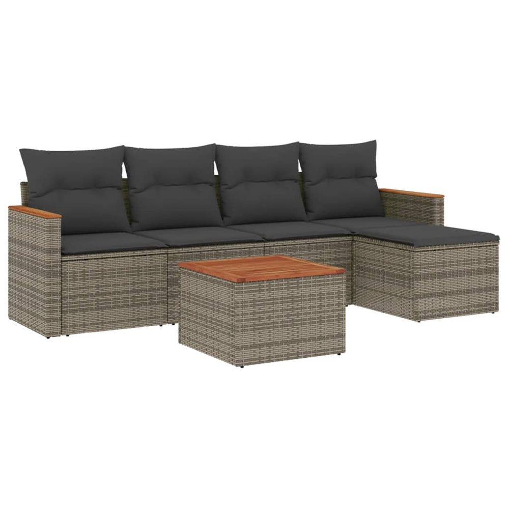 Set Mobilier Grădină Cu Perne, 6 Piese, , Poliratan
