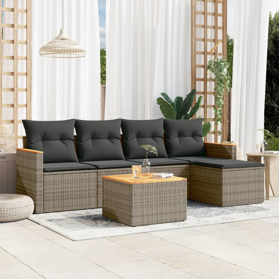 Set Mobilier Grădină Cu Perne, 6 Piese, , Poliratan