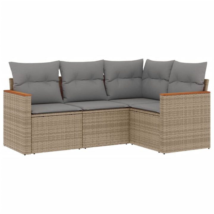 Set Canapele De Grădină, 4 Piese, Cu Perne, Bej, Poliratan
