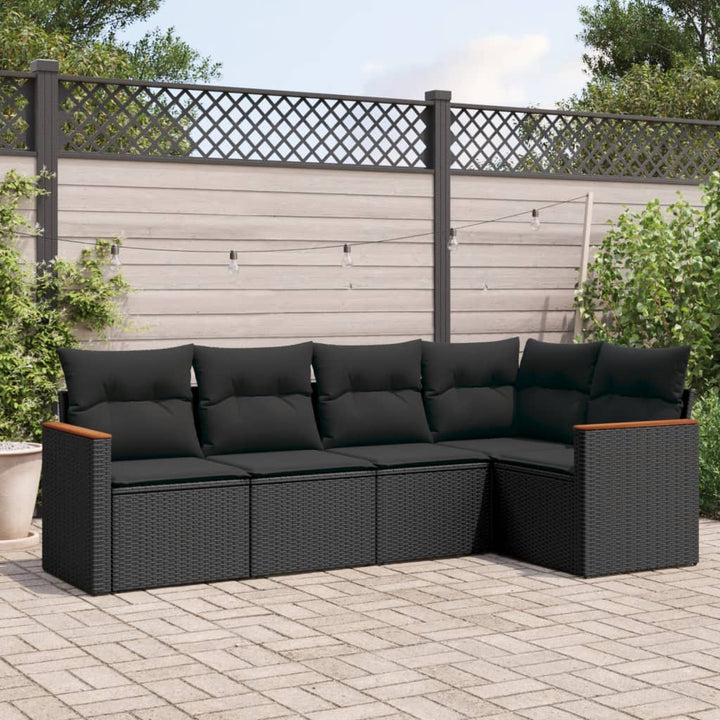 Set Canapele De Grădină Cu Perne, 5 Piese, Bej, Poliratan