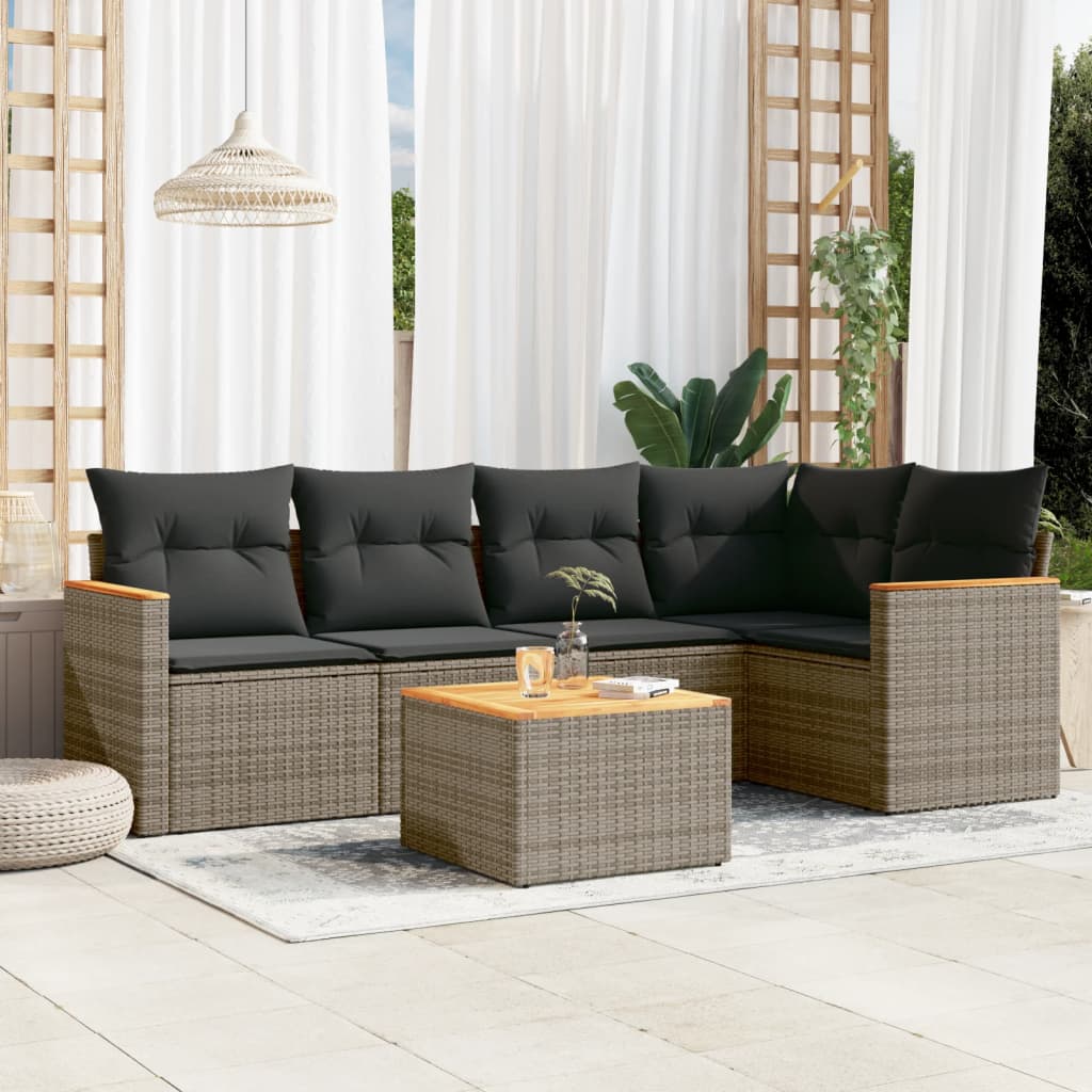 Set Canapele De Grădină Cu Perne, 5 Piese, Bej, Poliratan