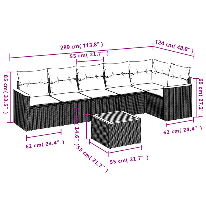 Set Canapele De Grădină Cu Perne, 7 Piese, , Poliratan