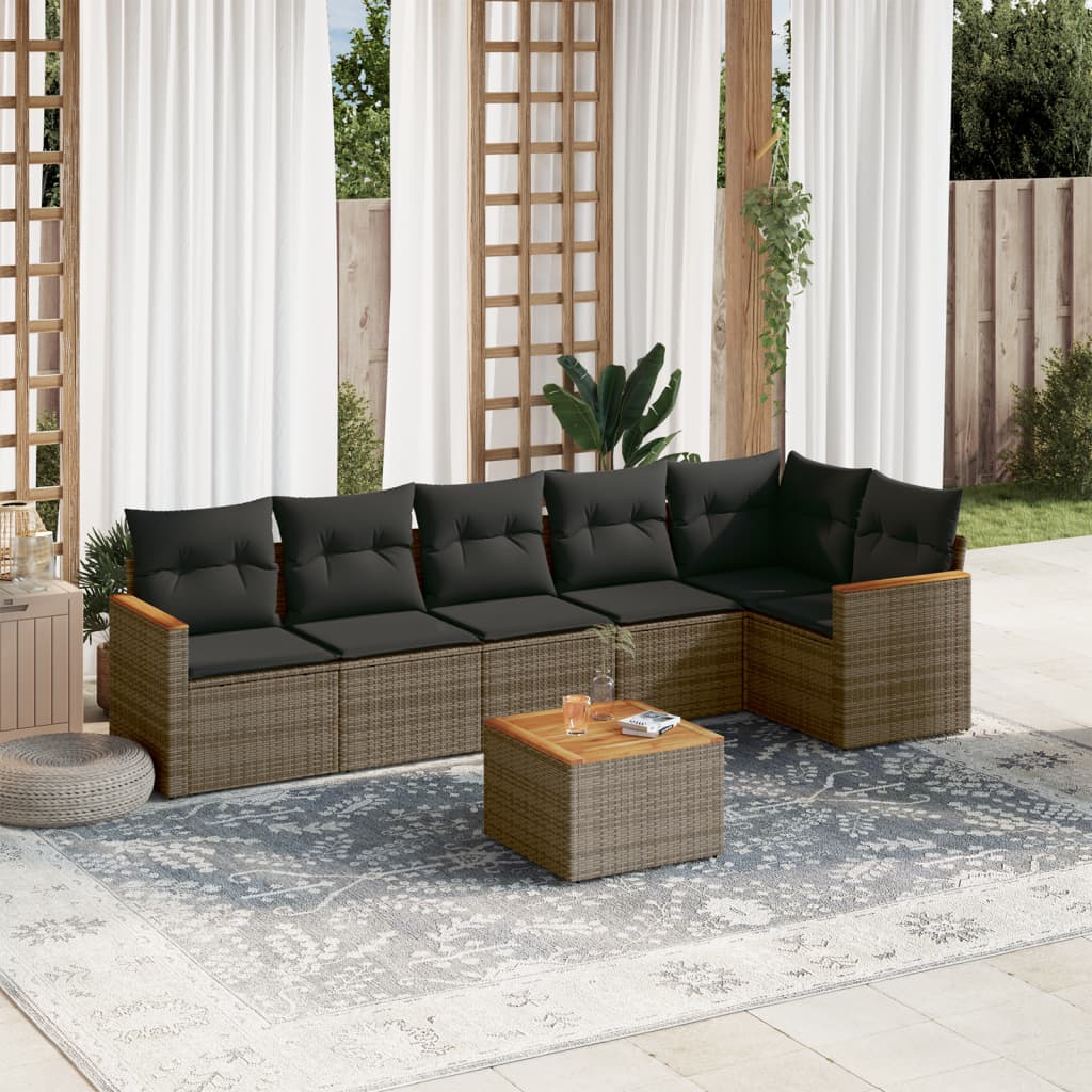 Set Canapele De Grădină Cu Perne, 7 Piese, , Poliratan