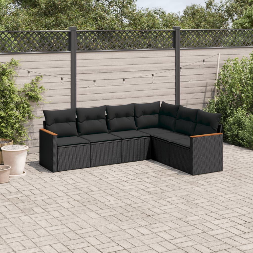 Set Canapele De Grădină Cu Perne, 6 Piese, Bej, Poliratan
