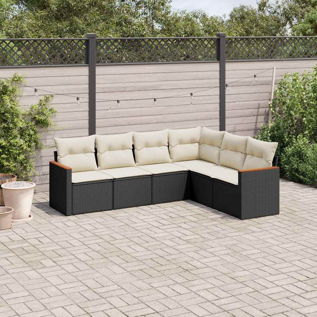 Set Canapele De Grădină Cu Perne, 6 Piese, Bej, Poliratan
