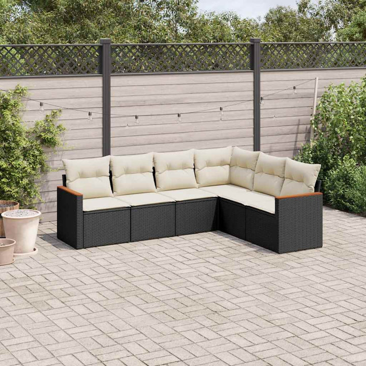 Set Canapele De Grădină Cu Perne, 6 Piese, Bej, Poliratan