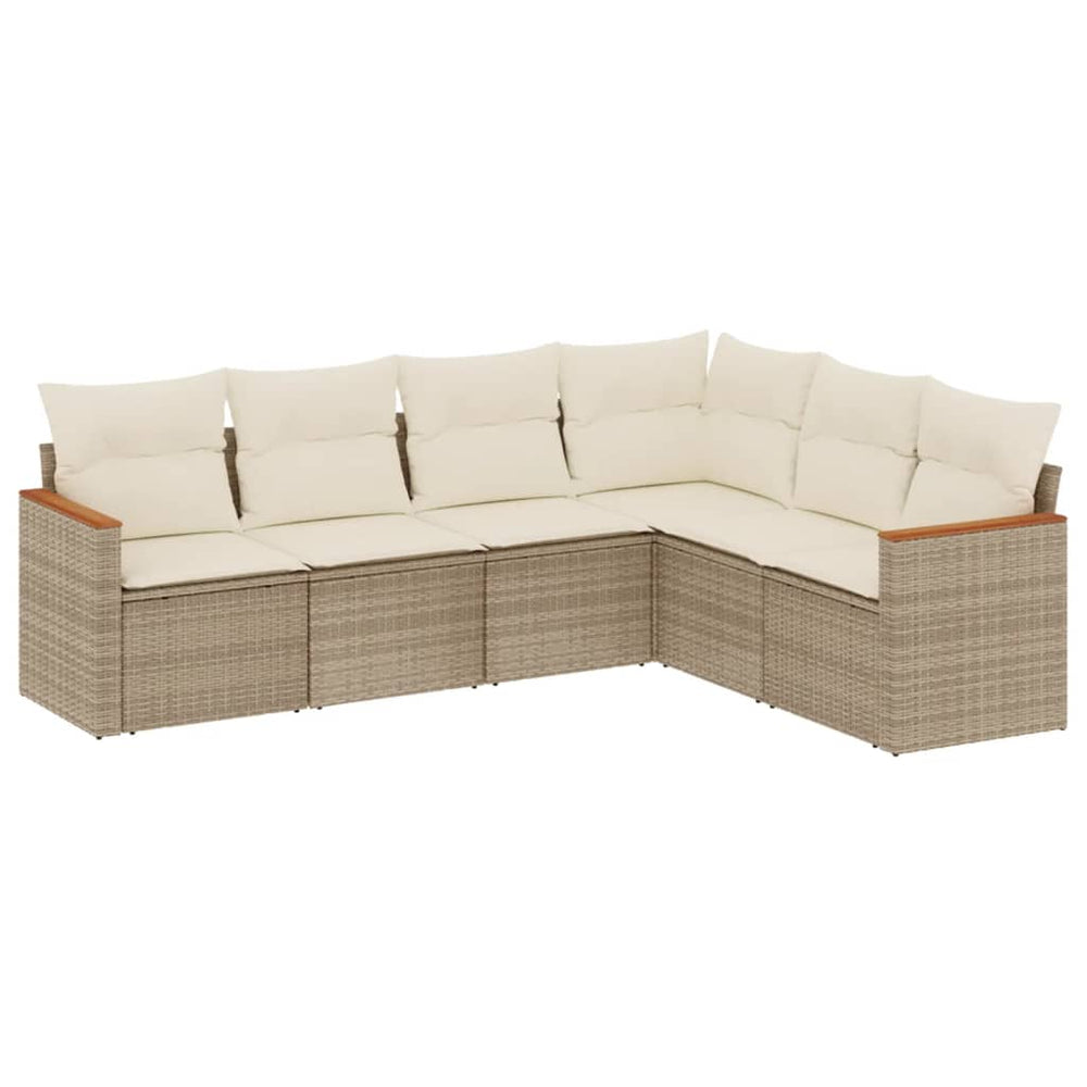 Set Canapele De Grădină Cu Perne, 6 Piese, Bej, Poliratan