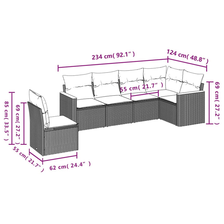 Set Canapele De Grădină Cu Perne, 6 Piese, Bej, Poliratan