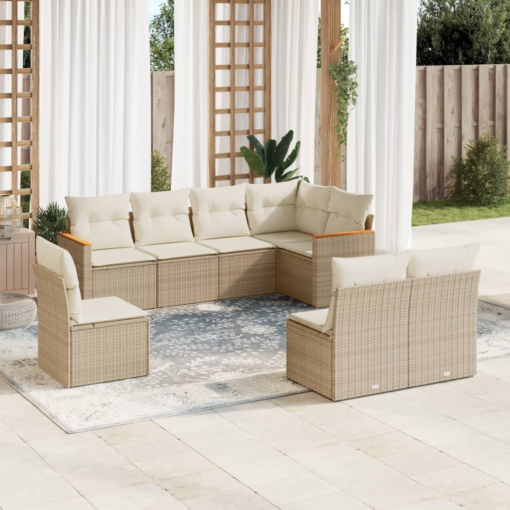 Set Mobilier De Grădină Cu Perne, 8 Piese, Negru, Poliratan