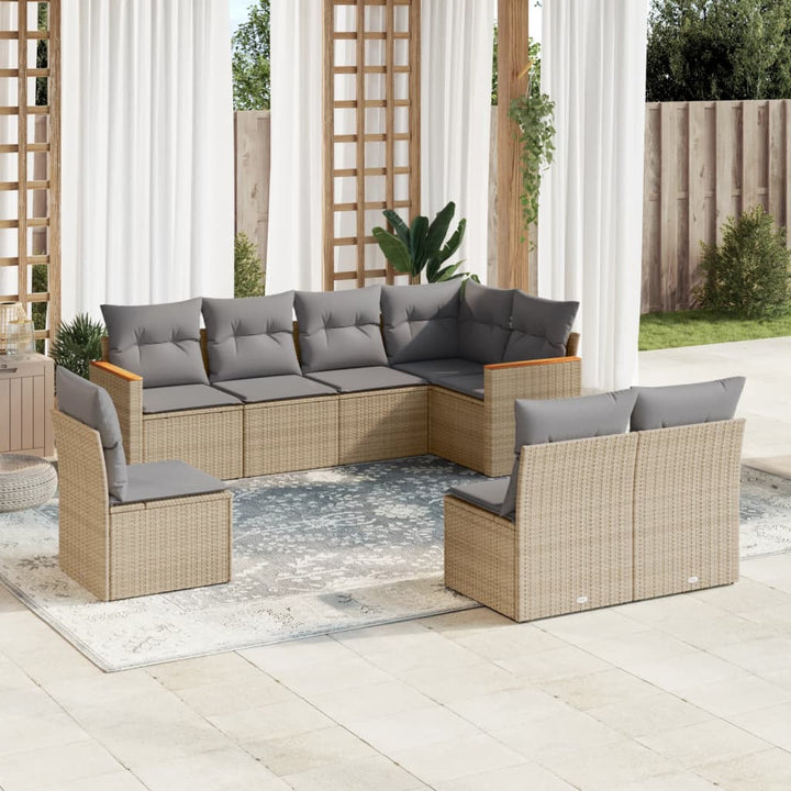 Set Mobilier De Grădină Cu Perne, 8 Piese, Negru, Poliratan