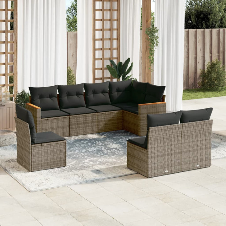 Set Mobilier De Grădină Cu Perne, 8 Piese, Negru, Poliratan