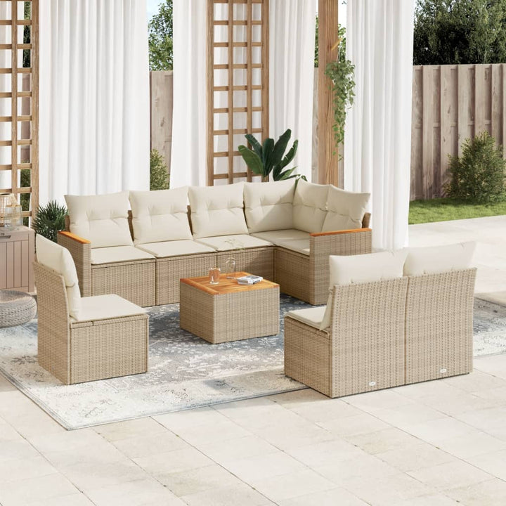 Set Mobilier De Grădină Cu Perne, 8 Piese, Negru, Poliratan