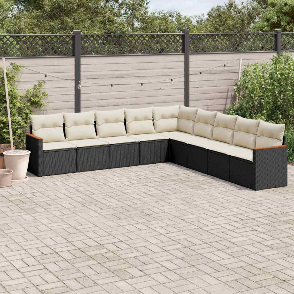 Set Canapele De Grădină Cu Perne, 10 Piese, , Poliratan