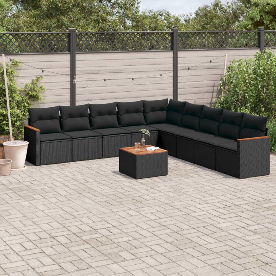 Set Canapele De Grădină Cu Perne, 10 Piese, , Poliratan