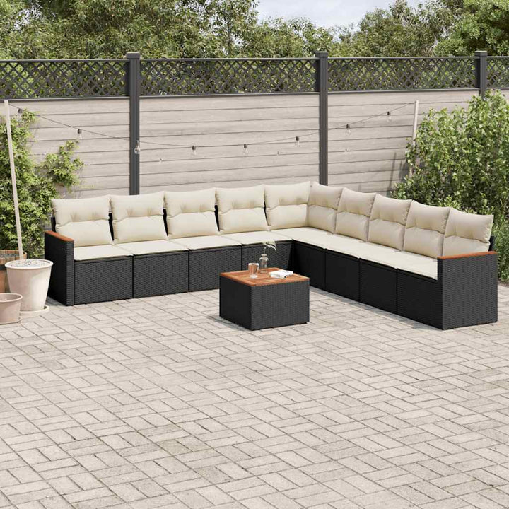 Set Canapele De Grădină Cu Perne, 10 Piese, , Poliratan