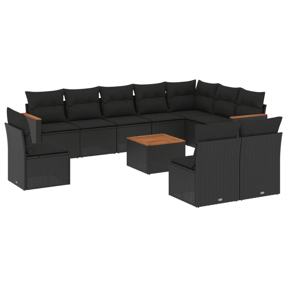 Set Canapele De Grădină Cu Perne, 11 Piese, , Poliratan