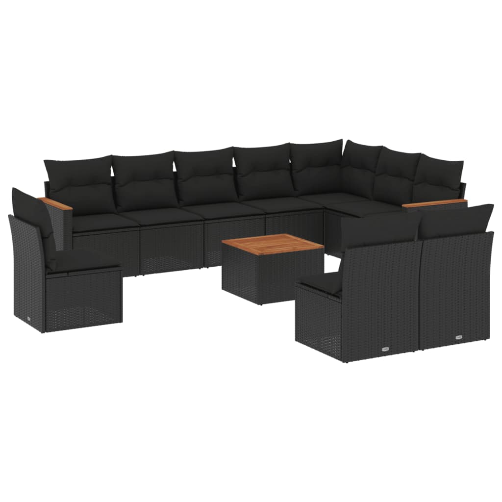 Set Canapele De Grădină Cu Perne, 11 Piese, , Poliratan