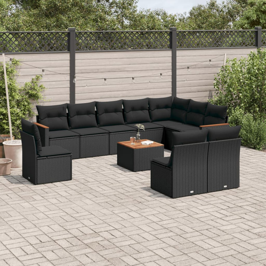 Set Canapele De Grădină Cu Perne, 11 Piese, , Poliratan