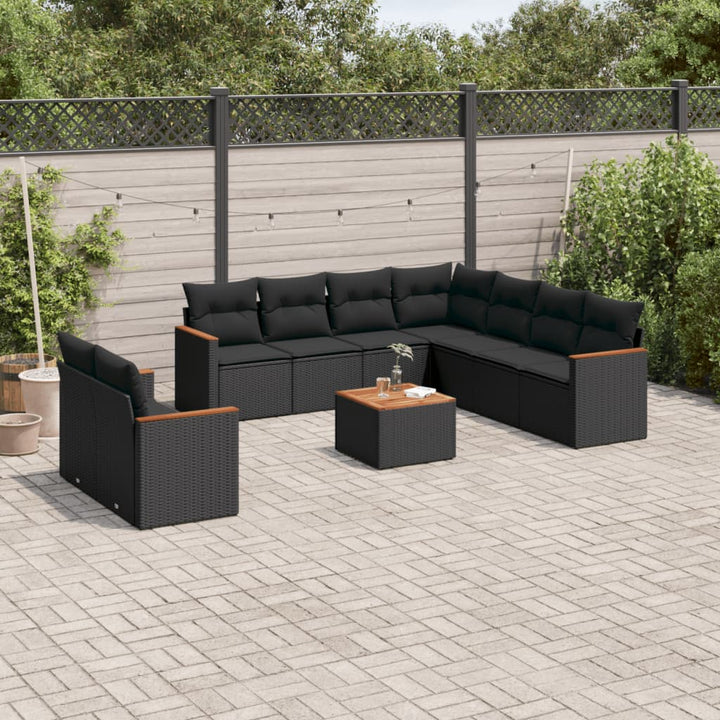 Set Canapele De Grădină, 9 Piese, Cu Perne, Bej, Poliratan