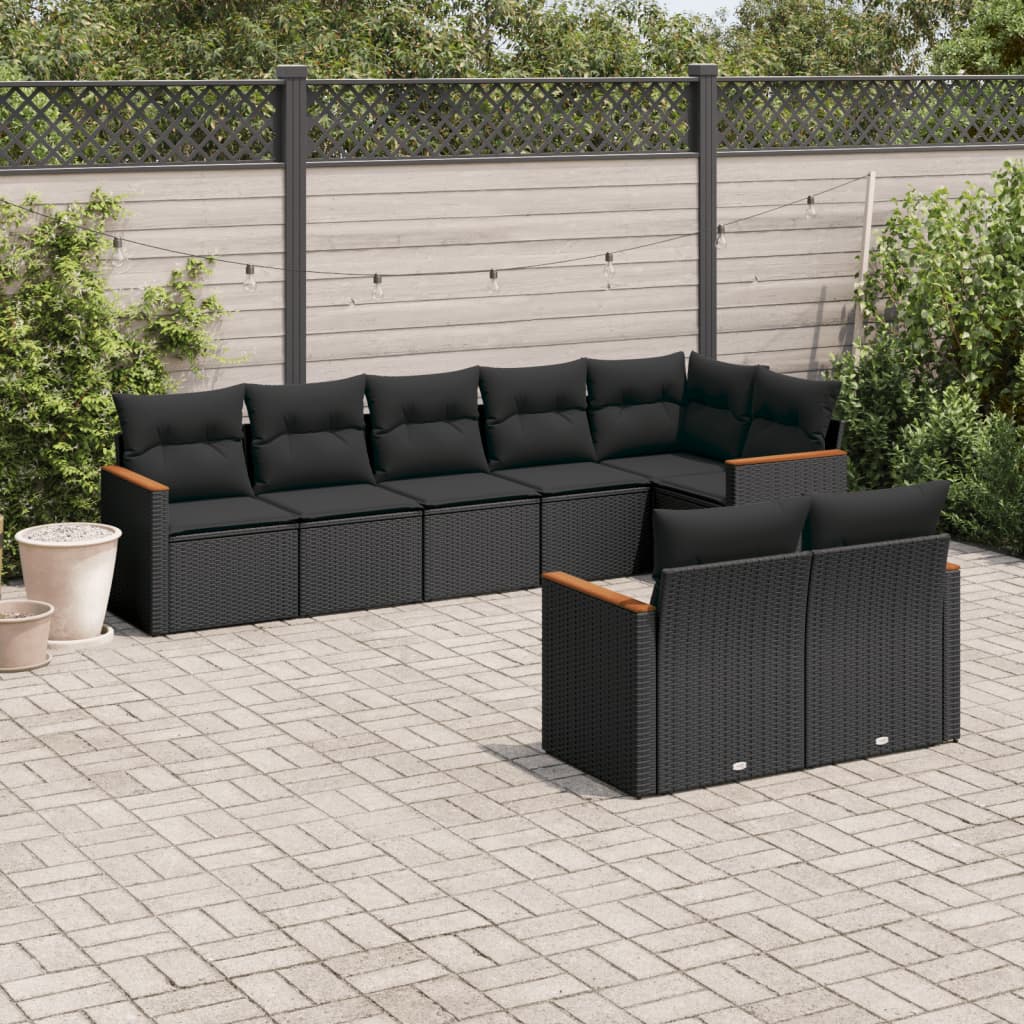 Set Mobilier De Grădină Cu Perne, 9 Piese, , Poliratan