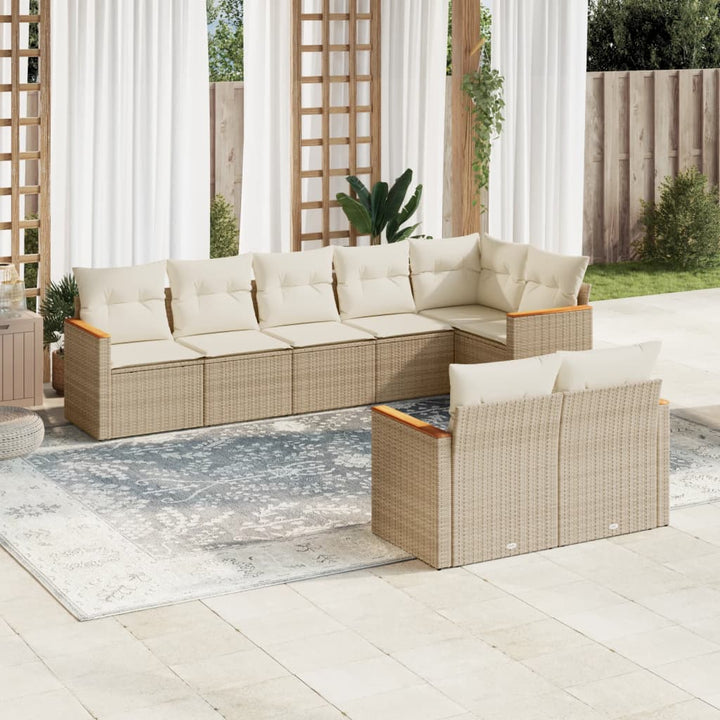 Set Mobilier De Grădină Cu Perne, 9 Piese, , Poliratan