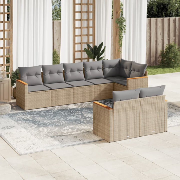 Set Mobilier De Grădină Cu Perne, 9 Piese, , Poliratan