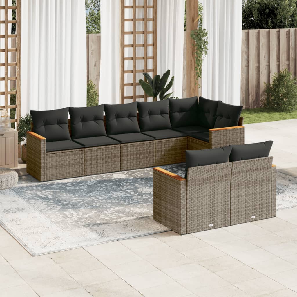 Set Mobilier De Grădină Cu Perne, 9 Piese, , Poliratan