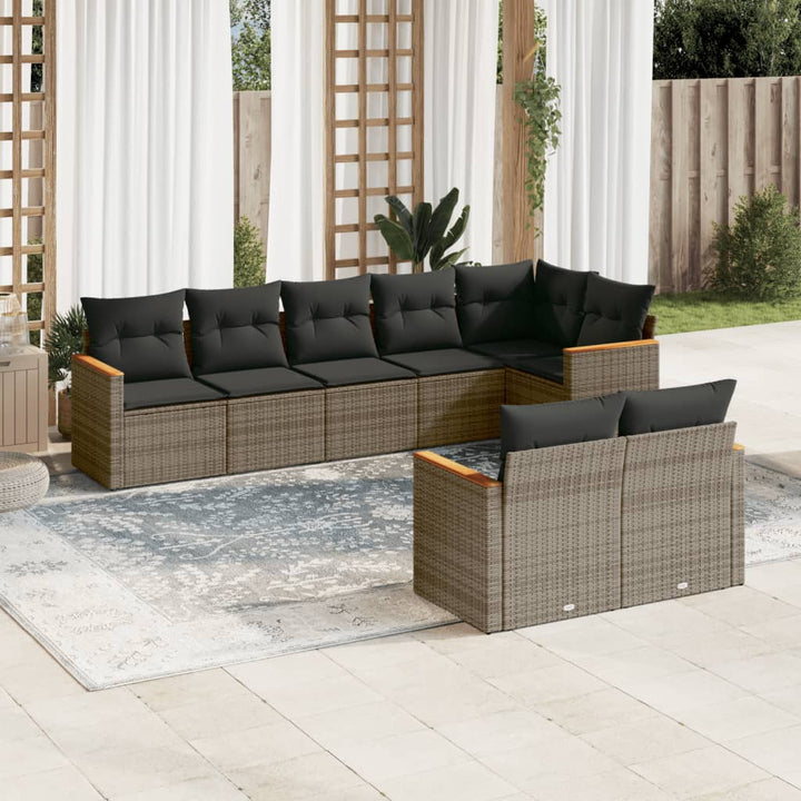 Set Mobilier De Grădină Cu Perne, 9 Piese, , Poliratan