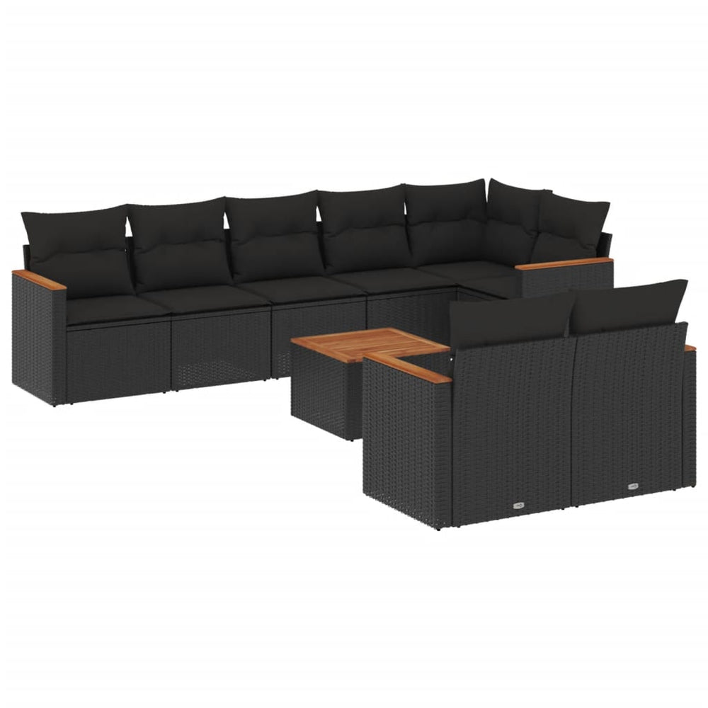 Set Mobilier De Grădină Cu Perne, 9 Piese, , Poliratan