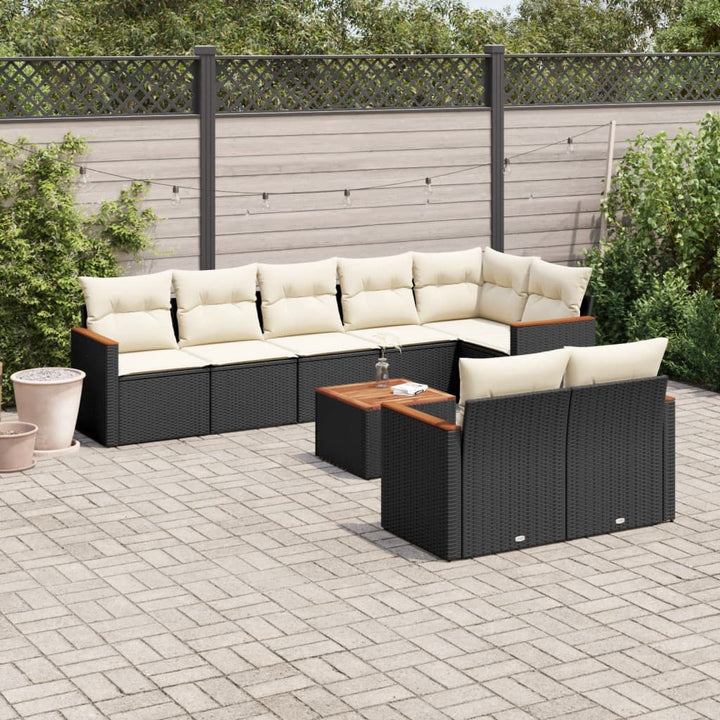 Set Mobilier De Grădină Cu Perne, 9 Piese, , Poliratan