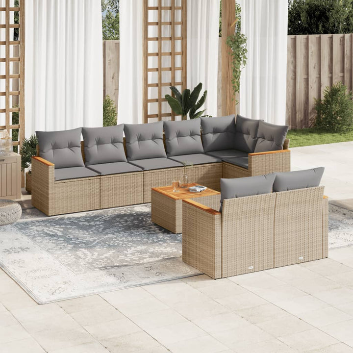 Set Mobilier De Grădină Cu Perne, 9 Piese, , Poliratan