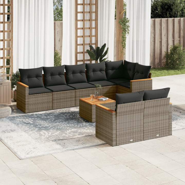 Set Mobilier De Grădină Cu Perne, 9 Piese, , Poliratan