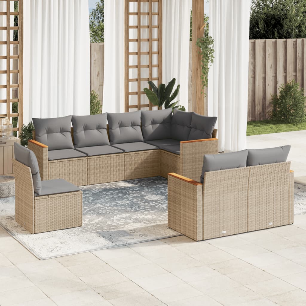 Set Canapele De Grădină, 9 Piese, Cu Perne, , Poliratan