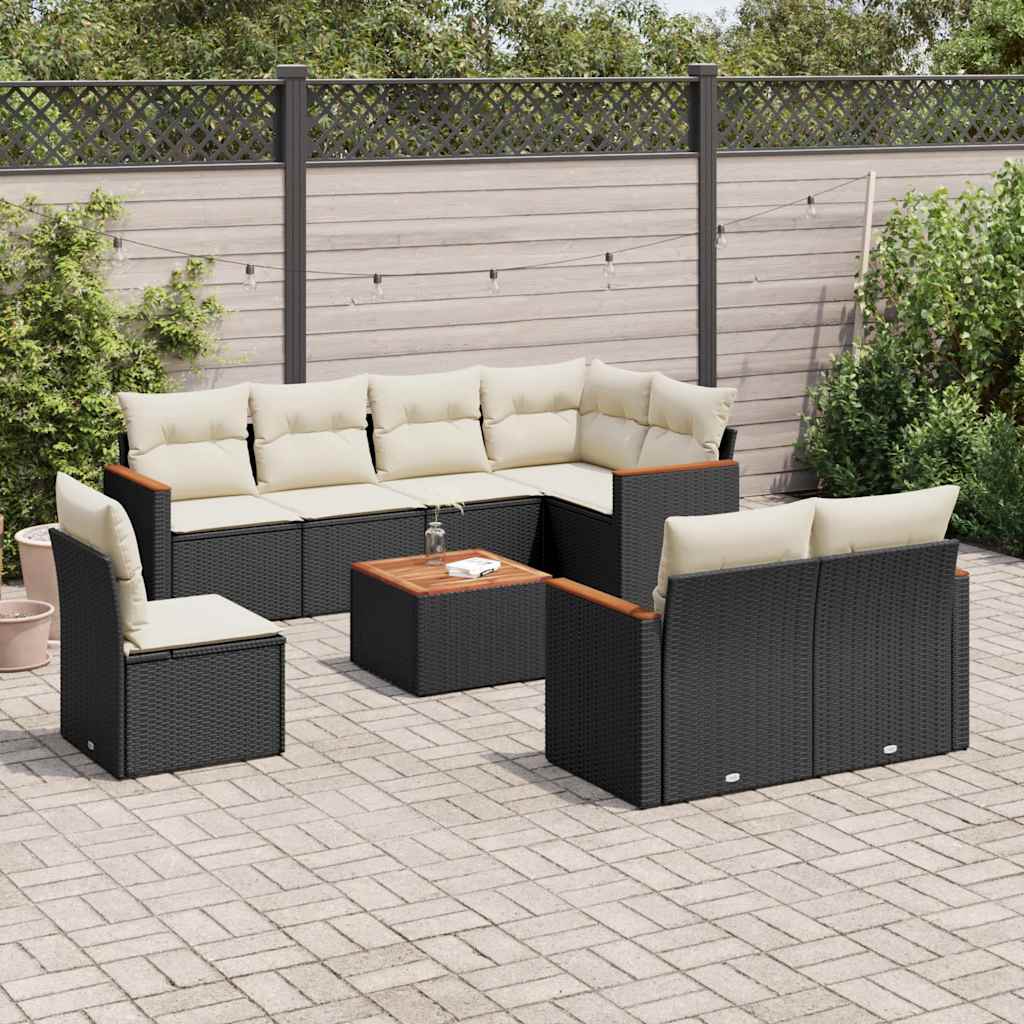 Set Canapele De Grădină, 9 Piese, Cu Perne, , Poliratan