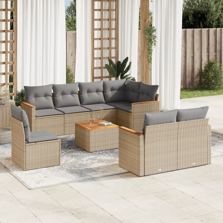 Set Canapele De Grădină, 9 Piese, Cu Perne, , Poliratan