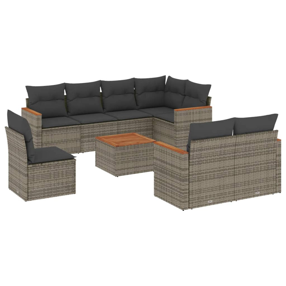 Set Canapele De Grădină, 9 Piese, Cu Perne, , Poliratan