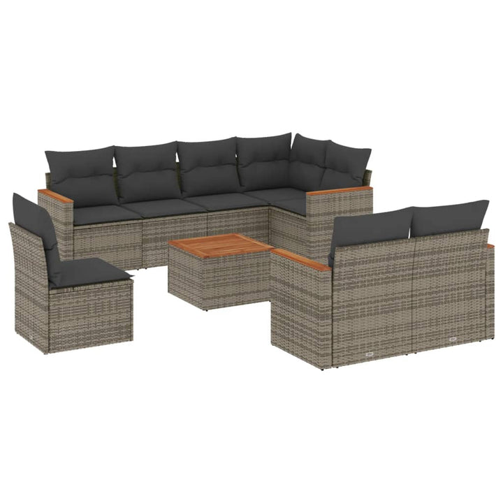 Set Canapele De Grădină, 9 Piese, Cu Perne, , Poliratan