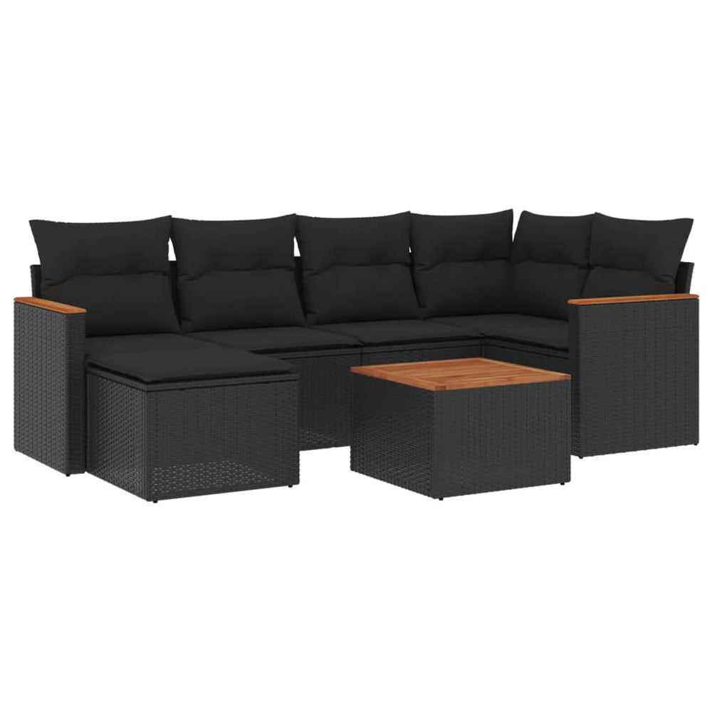 Set Canapele De Grădină Cu Perne, 7 Piese, , Poliratan