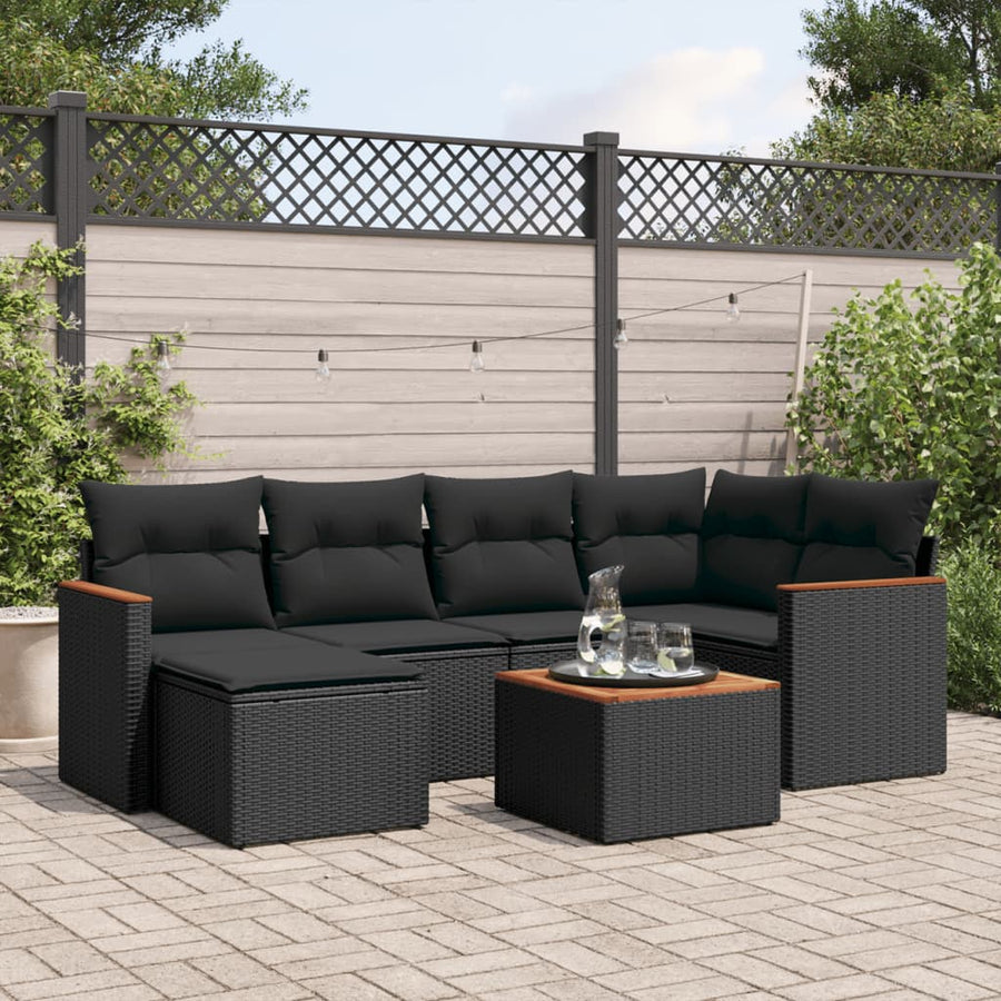 Set Canapele De Grădină Cu Perne, 7 Piese, , Poliratan