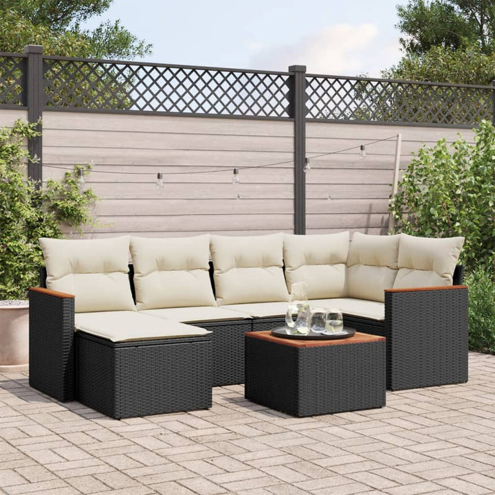 Set Canapele De Grădină Cu Perne, 7 Piese, , Poliratan