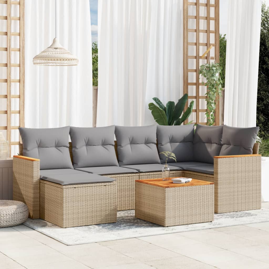 Set Canapele De Grădină Cu Perne, 7 Piese, , Poliratan
