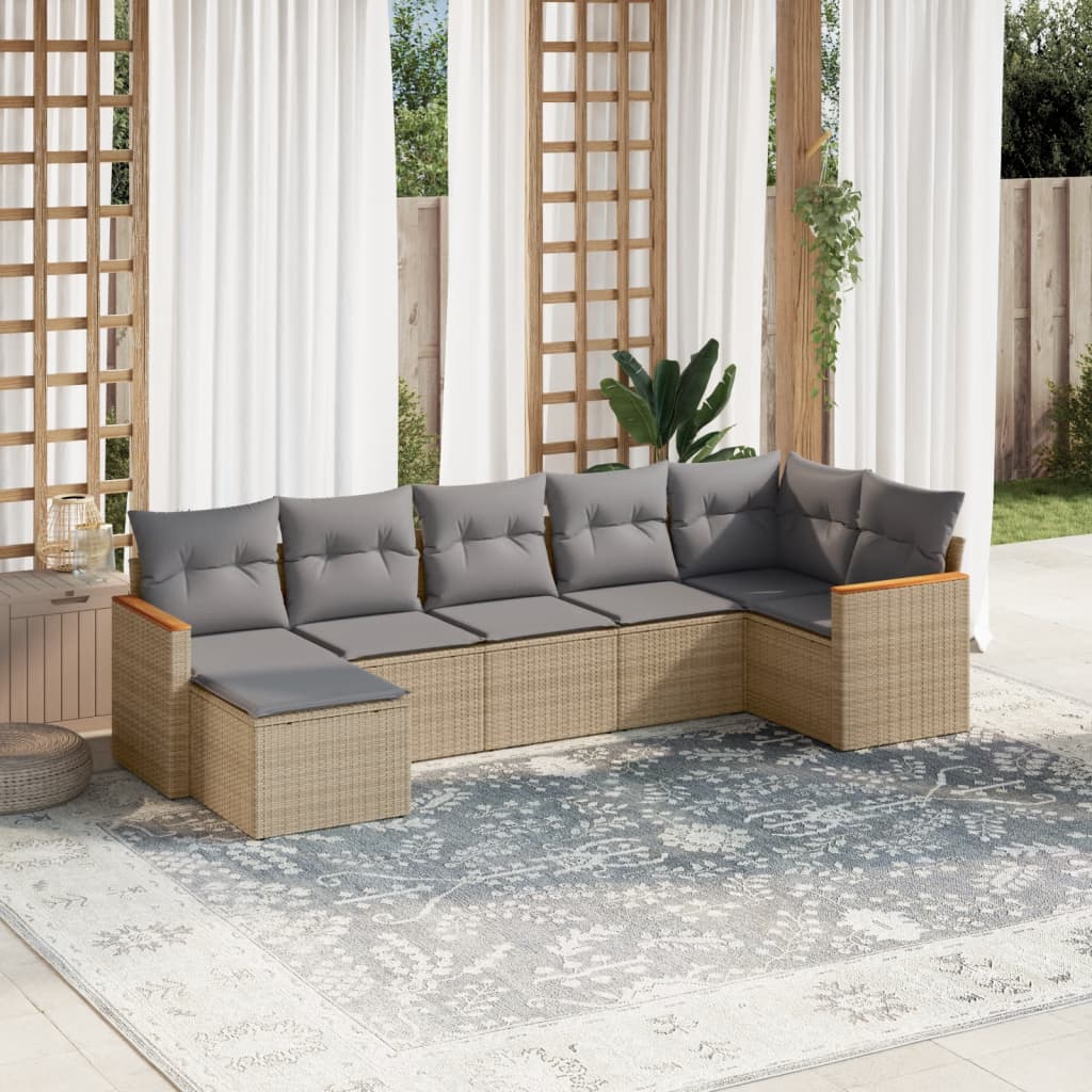 Set Mobilier De Grădină Cu Perne, 8 Piese, , Poliratan