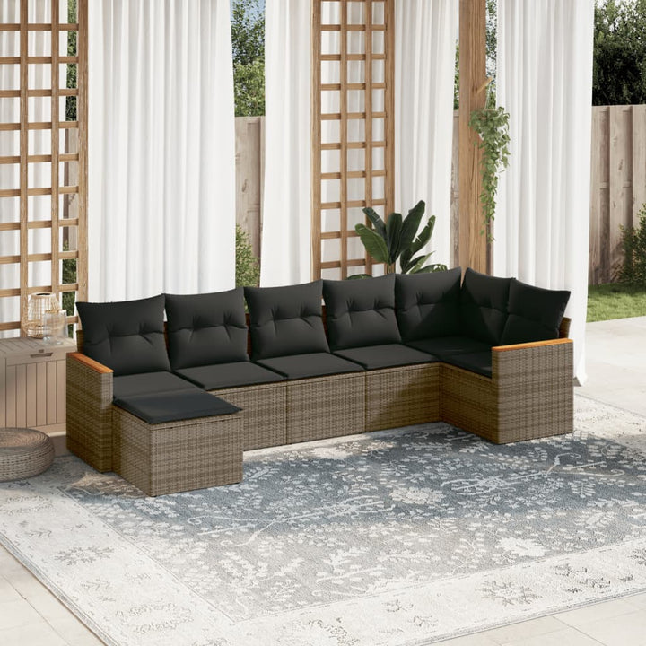 Set Mobilier De Grădină Cu Perne, 8 Piese, , Poliratan