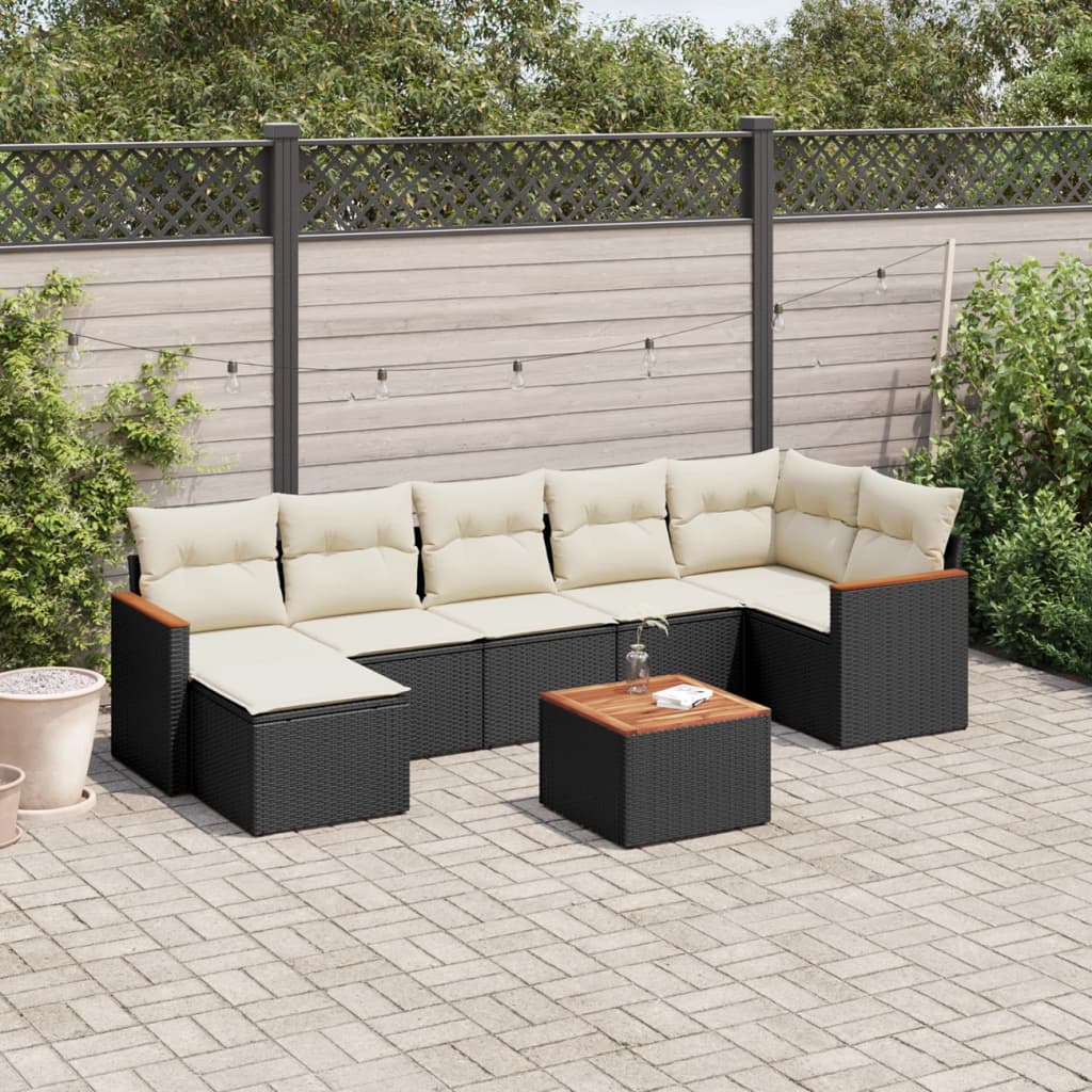 Set Mobilier De Grădină Cu Perne, 8 Piese, , Poliratan