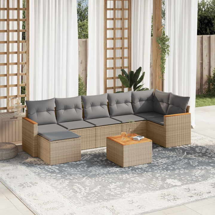 Set Mobilier De Grădină Cu Perne, 8 Piese, , Poliratan