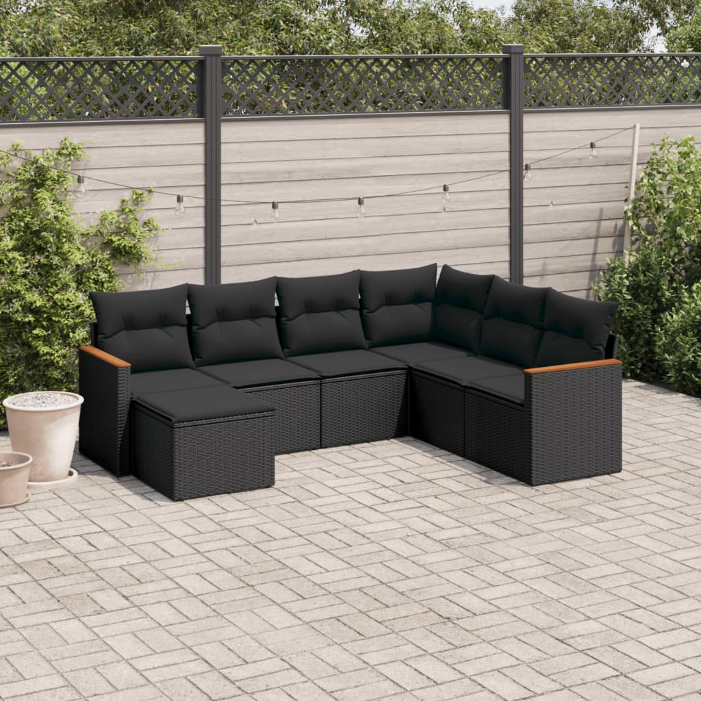 Set Mobilier De Grădină Cu Perne, 8 Piese, , Poliratan