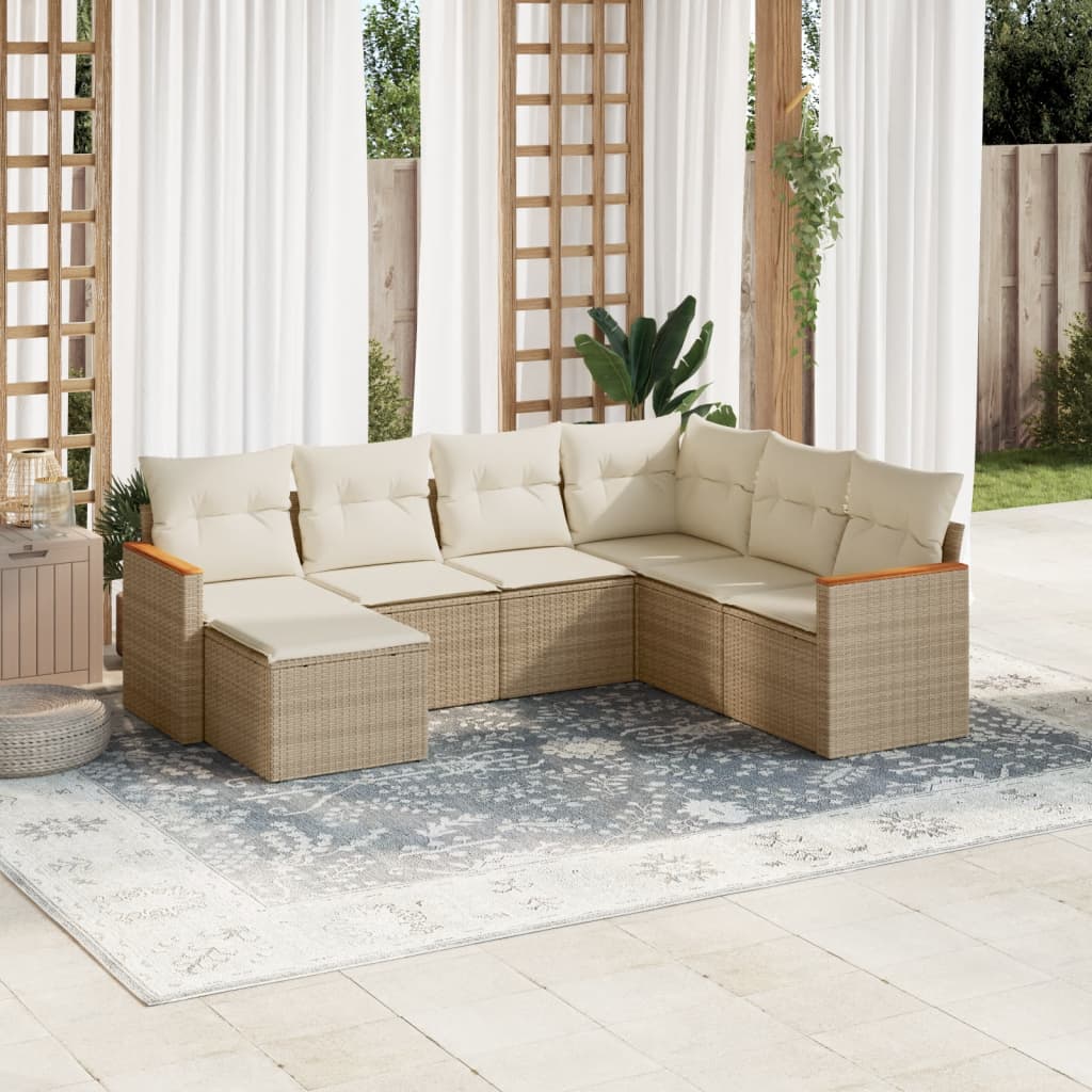 Set Mobilier De Grădină Cu Perne, 8 Piese, , Poliratan