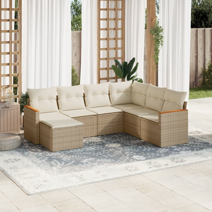 Set Mobilier De Grădină Cu Perne, 8 Piese, , Poliratan