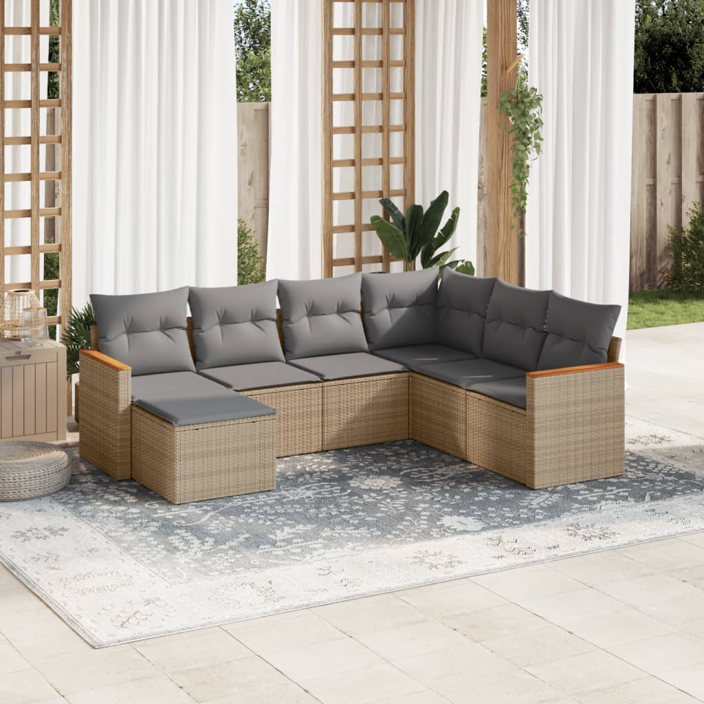 Set Mobilier De Grădină Cu Perne, 8 Piese, , Poliratan